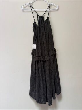 Free People Dark Heather Ruffled Tier Spaghetti Strap Midi Dress